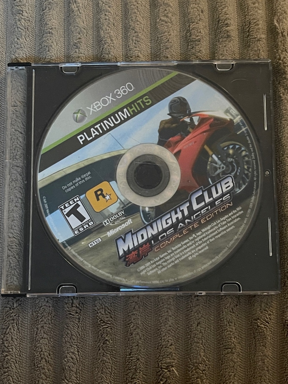 Midnight Club Los Angeles Complete Edition Xbox 360 Disc Only Platinum Hits
